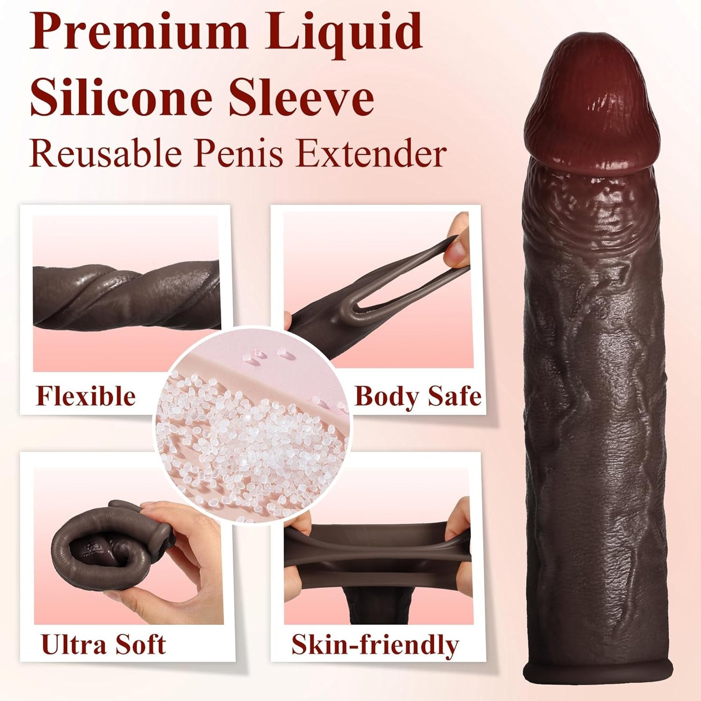 RealSkin Realistic Penis Sleeve 8.3” Silicone Extender Ring