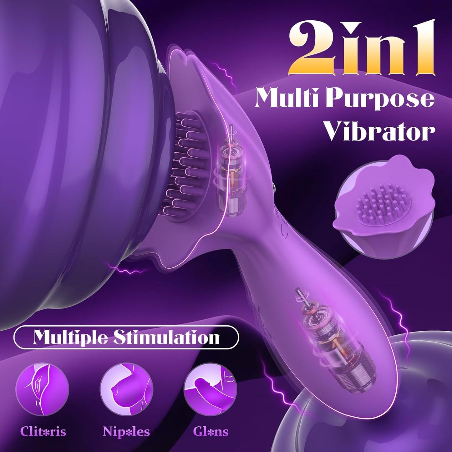 BrushPulse Vibrador de doble punta con cepillo y 10 modos de golpeteo