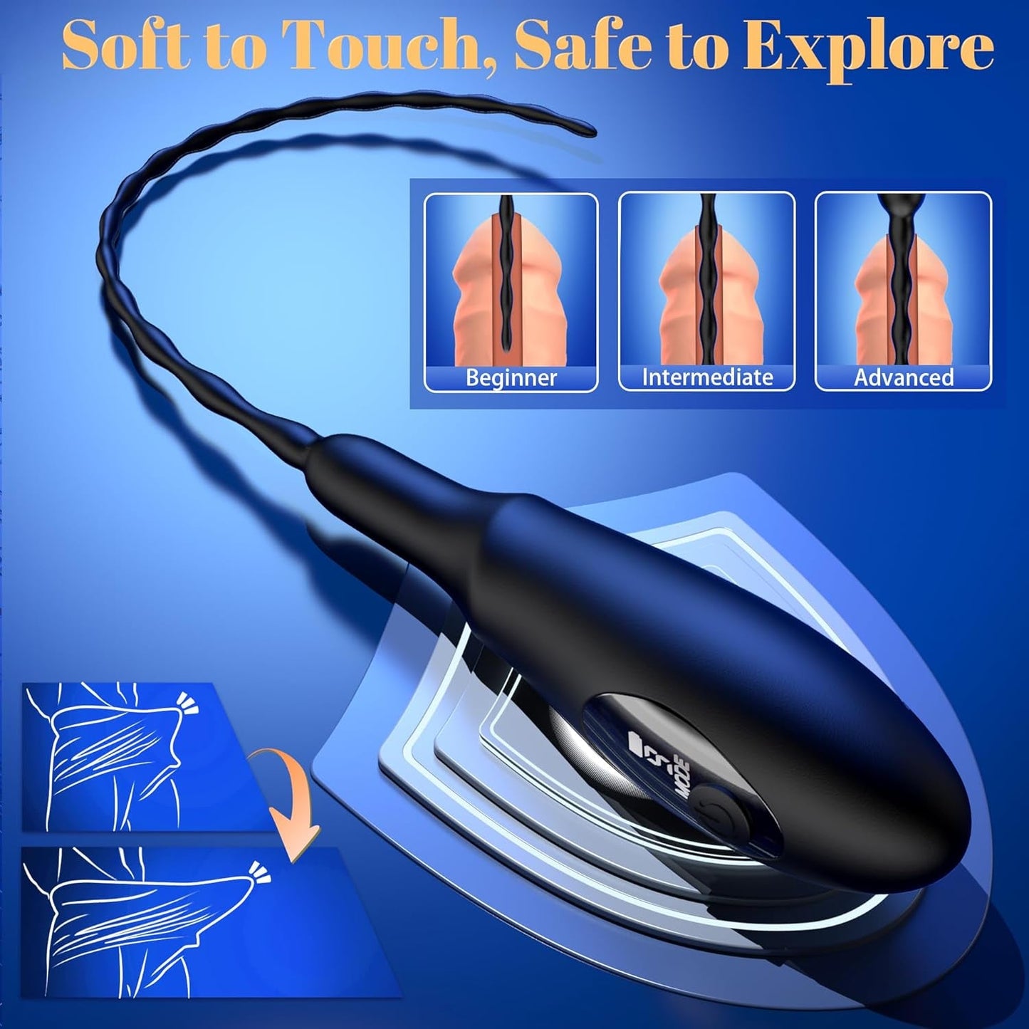 Sonda uretral vibratoria PulseSound con tapón para pene