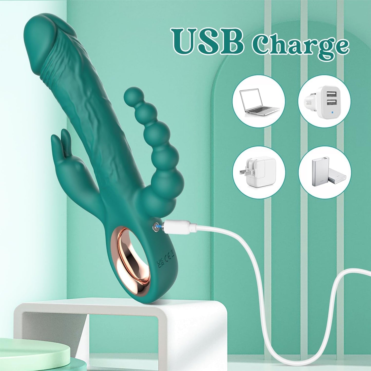 TriAxis Vibrador Triple Motor con Eje Propulsor 10 Modos USB