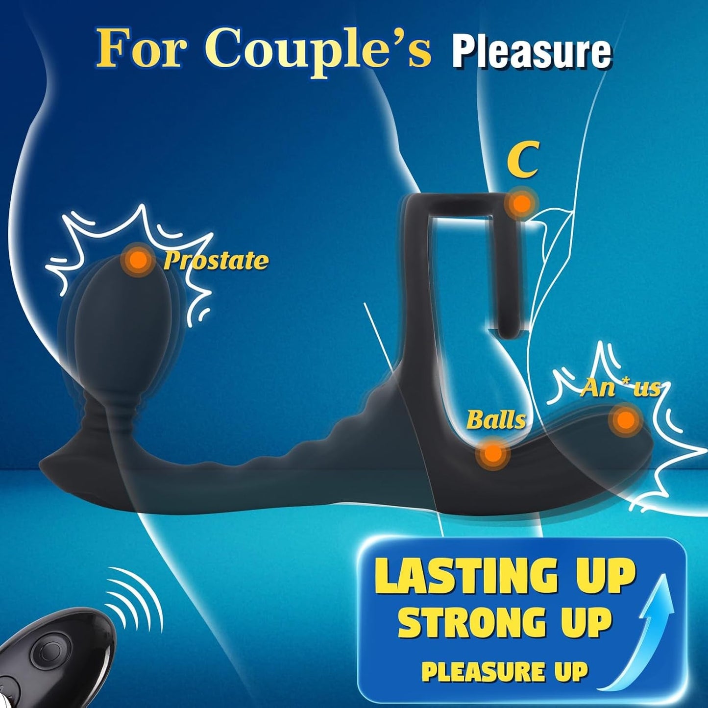 Anillo para el pene/masajeador de próstata PulseCoreX, 7 modos, control remoto, resistente al agua