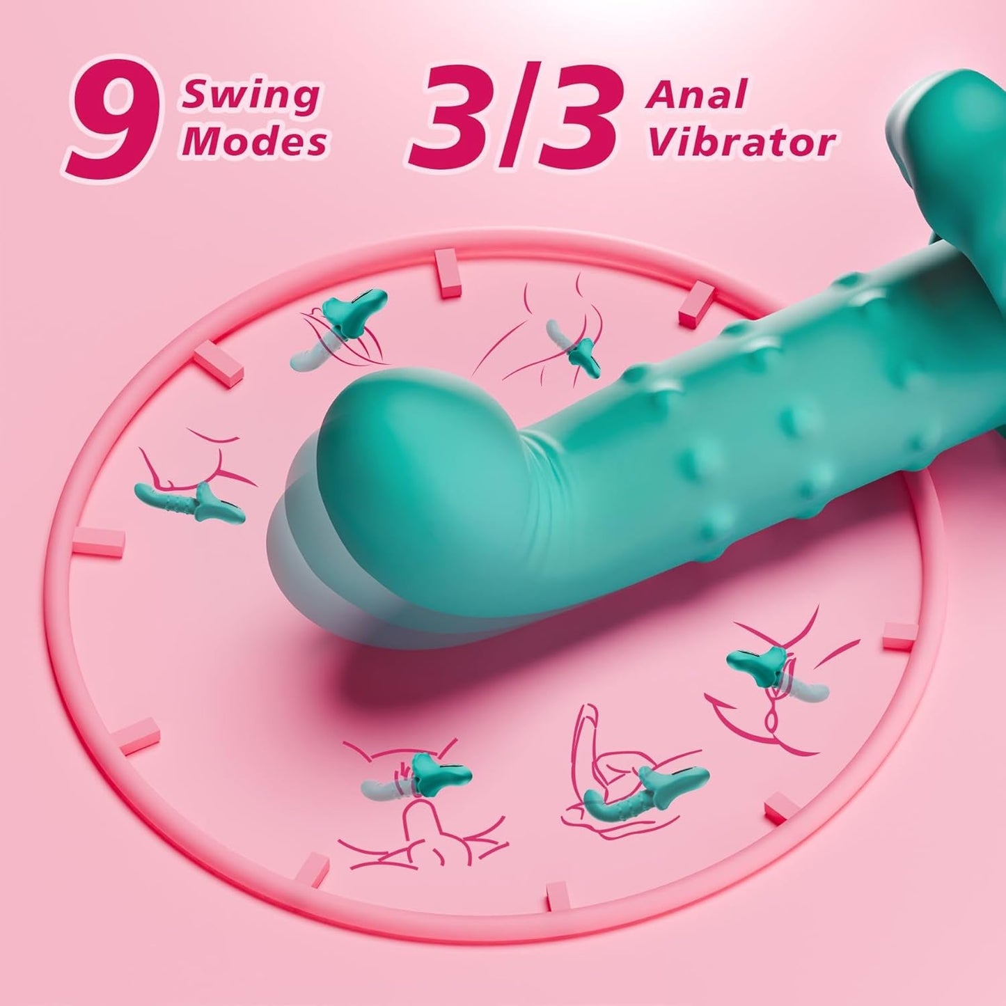 Vibrador de empuje RosePulse con 9×9 modos
