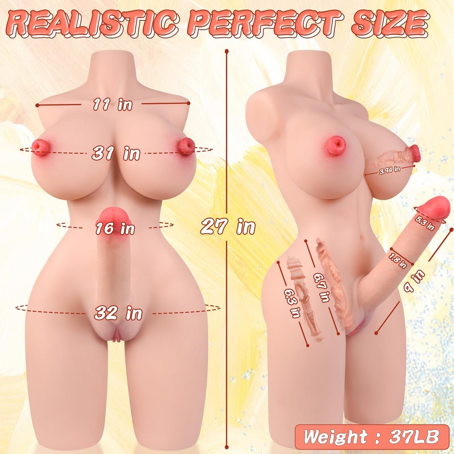 CleoniX 37lb Muñeca Sexual Transexual TPE 5 en 1 (Torso)