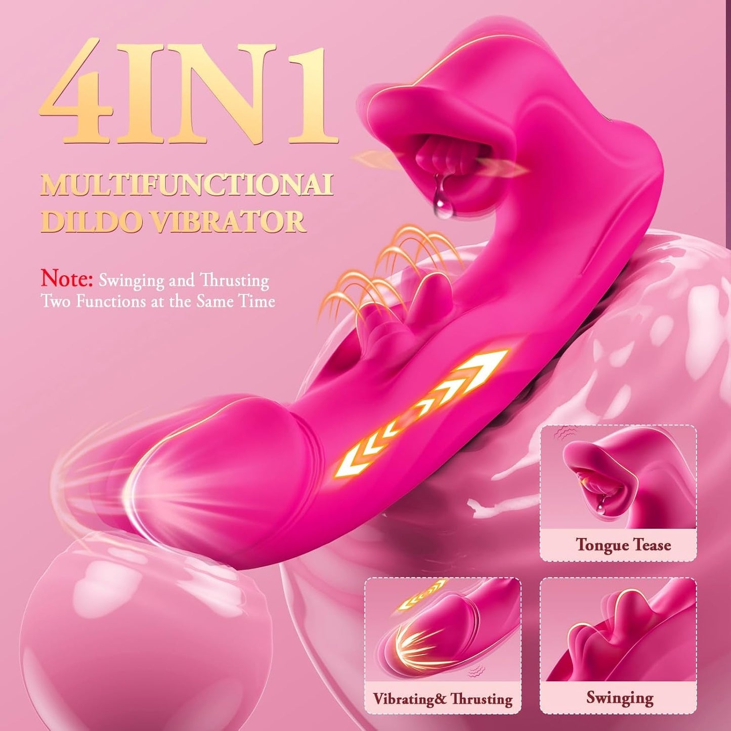 ElyraMax Vibrador de Conejo Impulsor Lametón 4-en-1 10 Modos Punto G