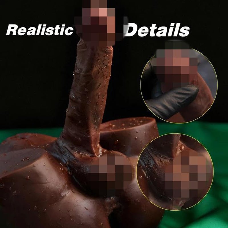 ObsidianFlex Torso de muñeco sexual masculino negro con dildo de 16 cm y 4,4 kg