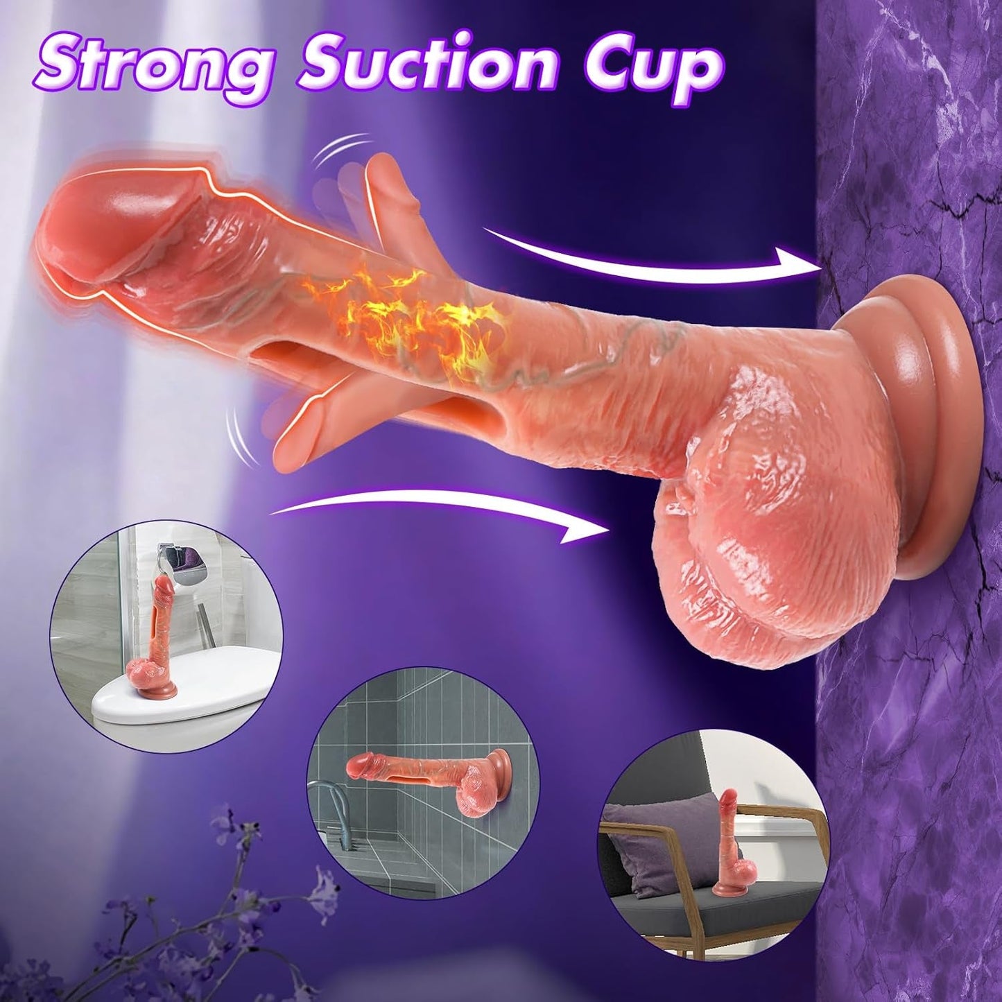 Dildo HeatPulse con Control Remoto, 9 Modos de Vibración y Calefacción