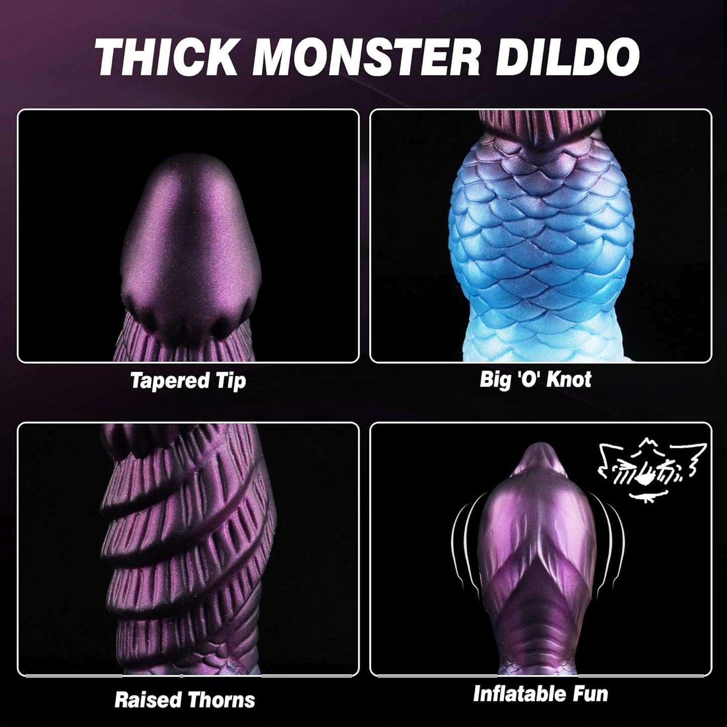 Dildo de nudos inflable AeroKnot ajustable con ventosa gruesa