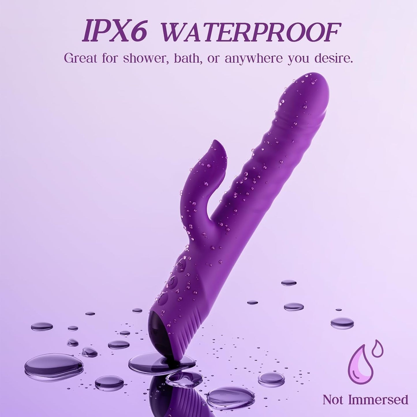 Vibrador de conejo VantaFlex con empuje, 7 modos, Tipo-C, resistente al agua