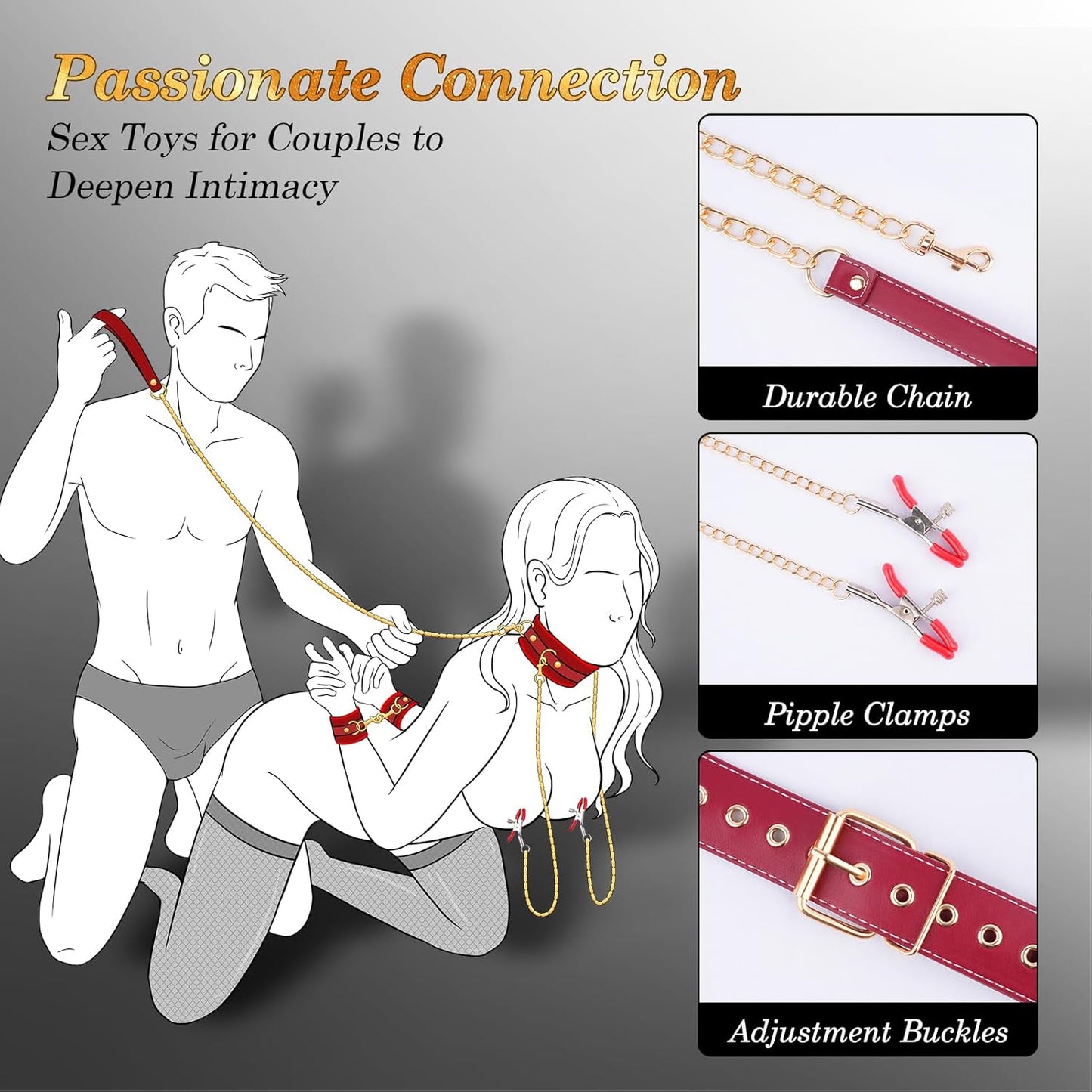 Set de sujeciones BDSM de cuero afelpado CloudBond