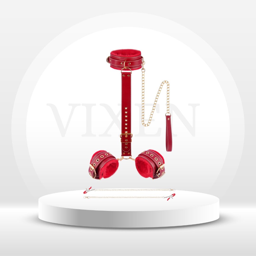 Set de sujeciones BDSM de cuero afelpado CloudBond