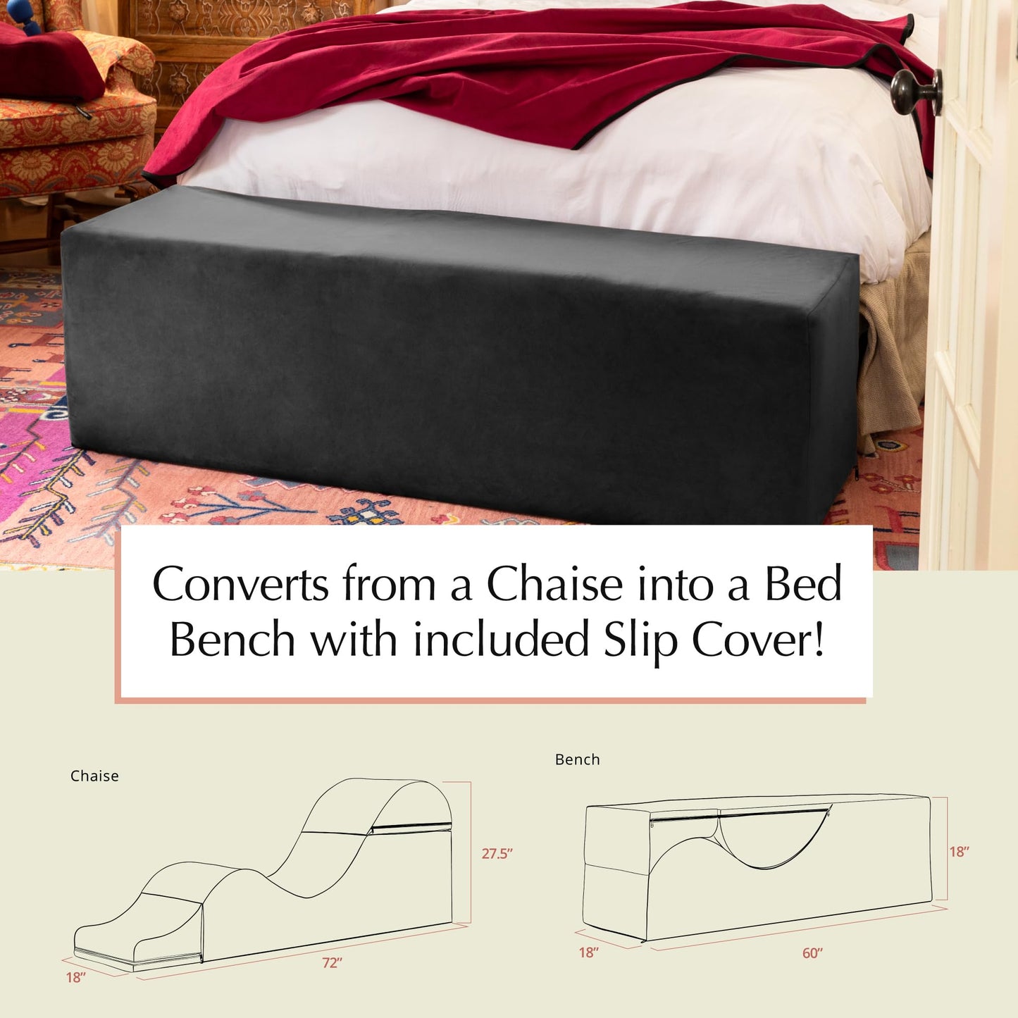 Diván convertible rojo íntimo para sexo