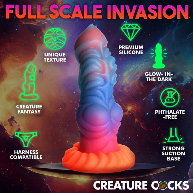 Biteau de créature envahisseur extraterrestre, gode extraterrestre phosphorescent