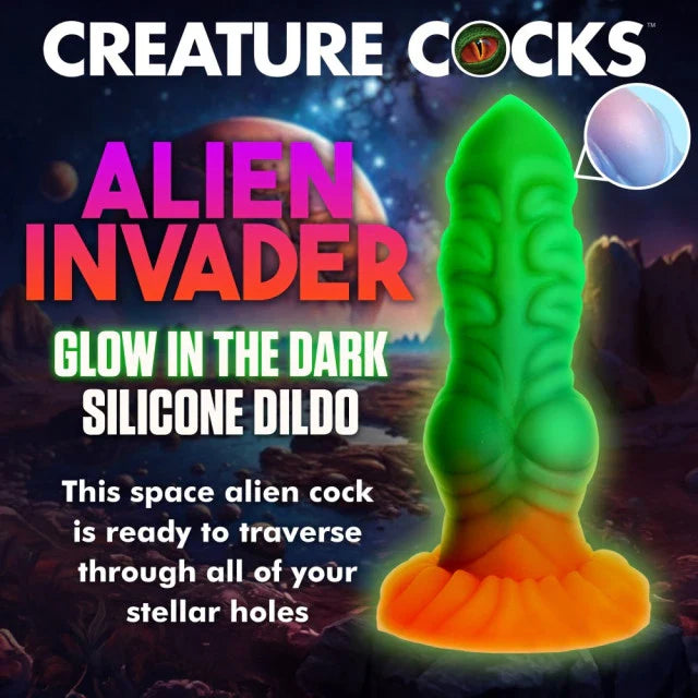 Biteau de créature envahisseur extraterrestre, gode extraterrestre phosphorescent