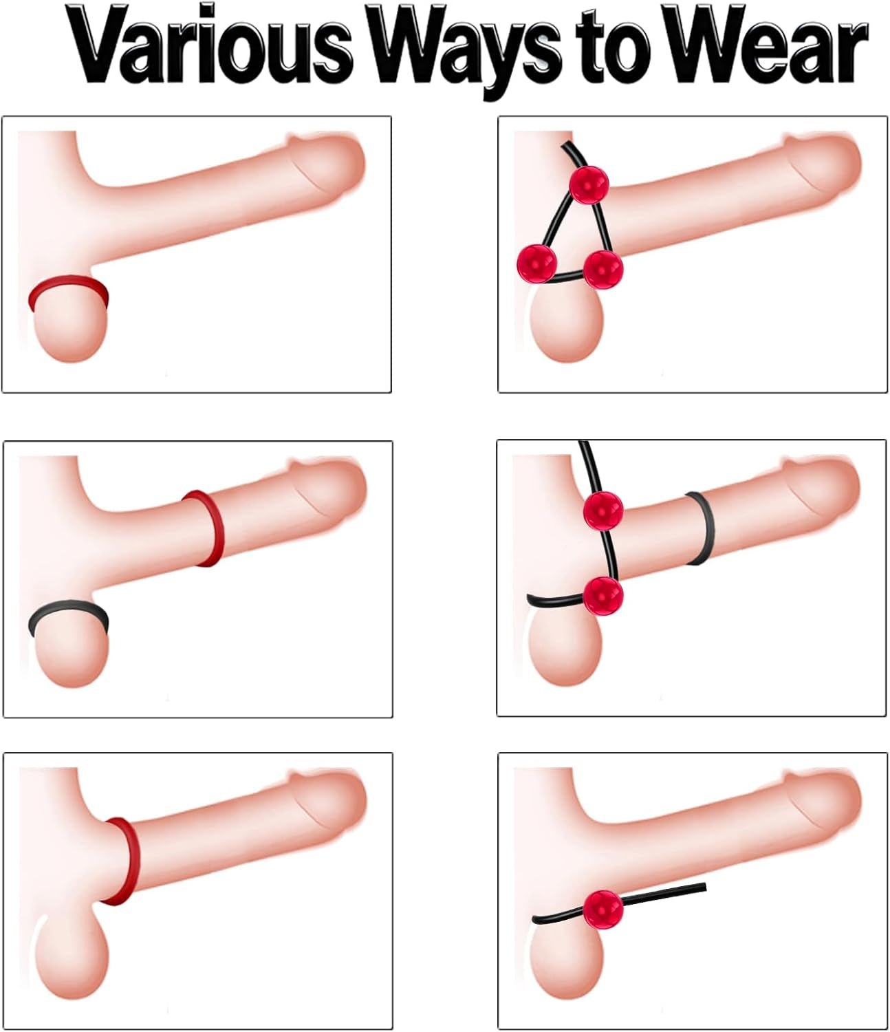 Juego de Anillos para Pene Ajustables CrimsonFlex de 9 Piezas