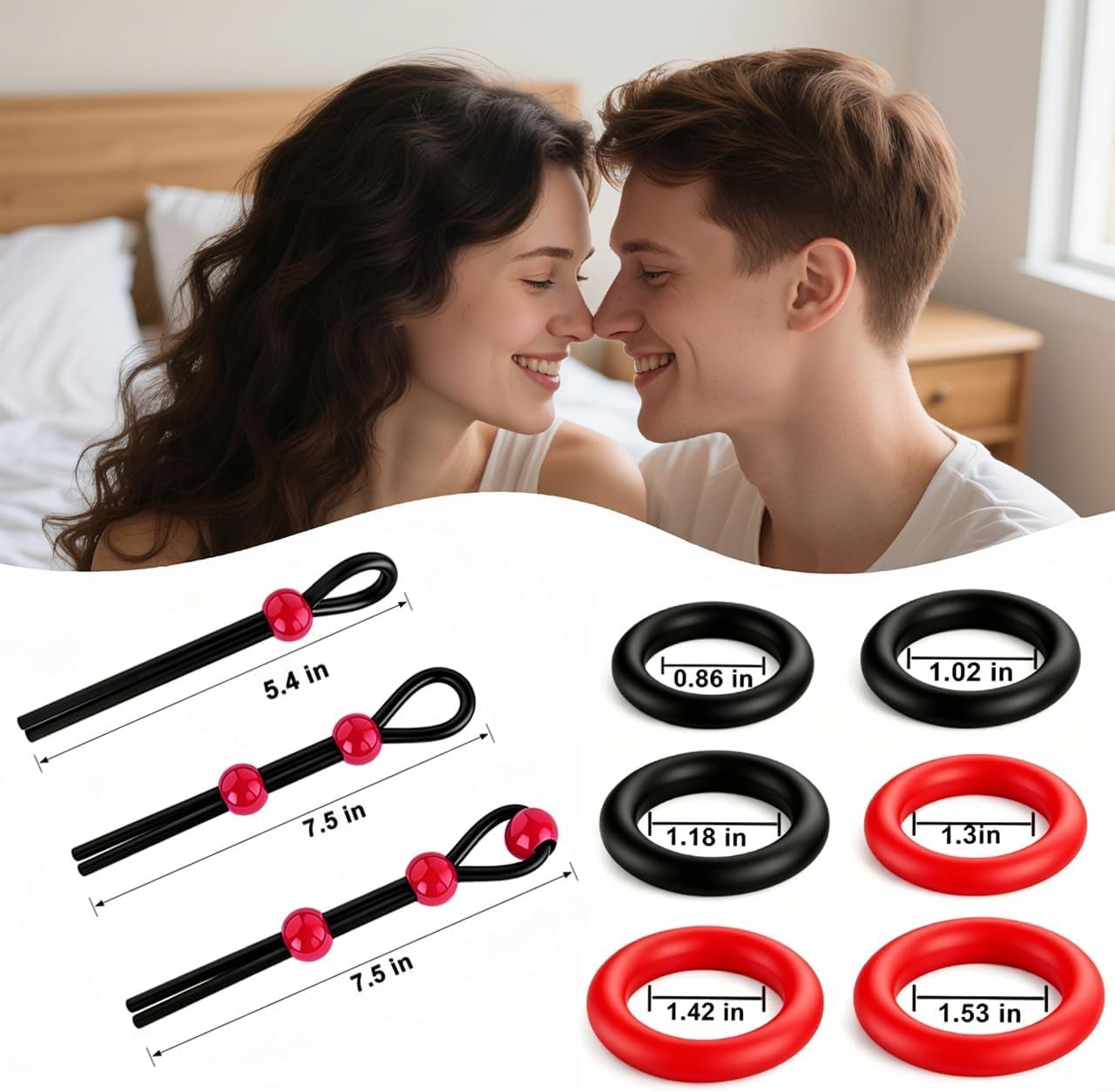 Juego de Anillos para Pene Ajustables CrimsonFlex de 9 Piezas