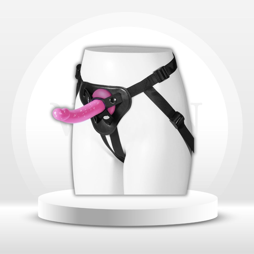 CurveCraze 7" Curved Silicone Strap-On Dildo & Harness