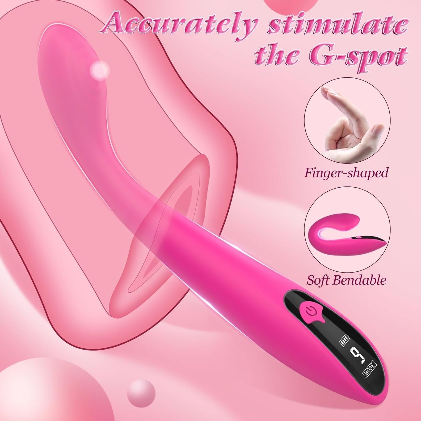 Baguette vibrante point G CurveGlow avec écran LCD