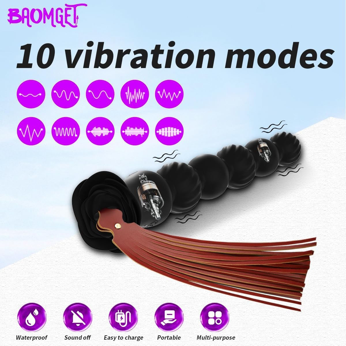 PulseBead Vibrating Beads  Prostate Massager w/ Whip