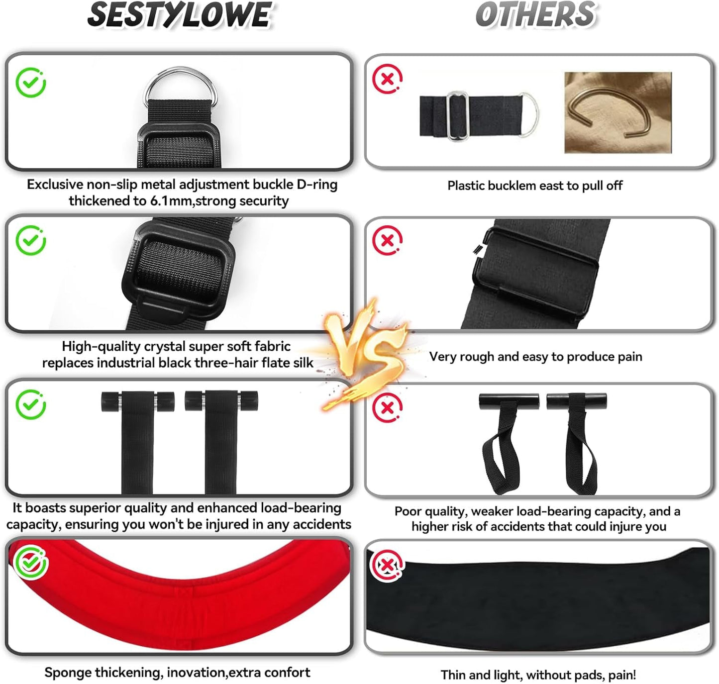 Columpio sexual ScarletComfort para puerta, ajustable y acolchado