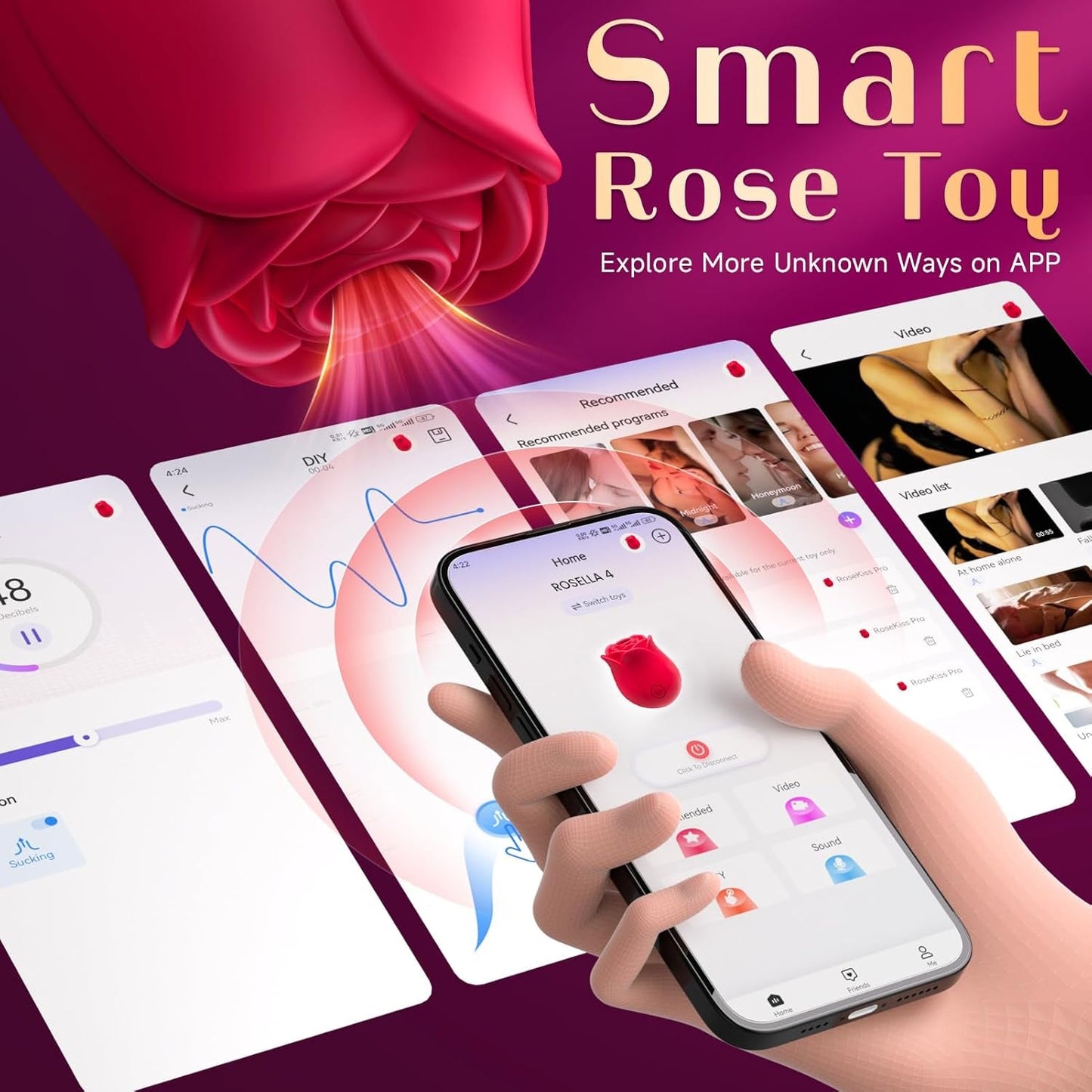 SerevynX Rose Clit Sucker 10 Modes App Étanche Silencieux