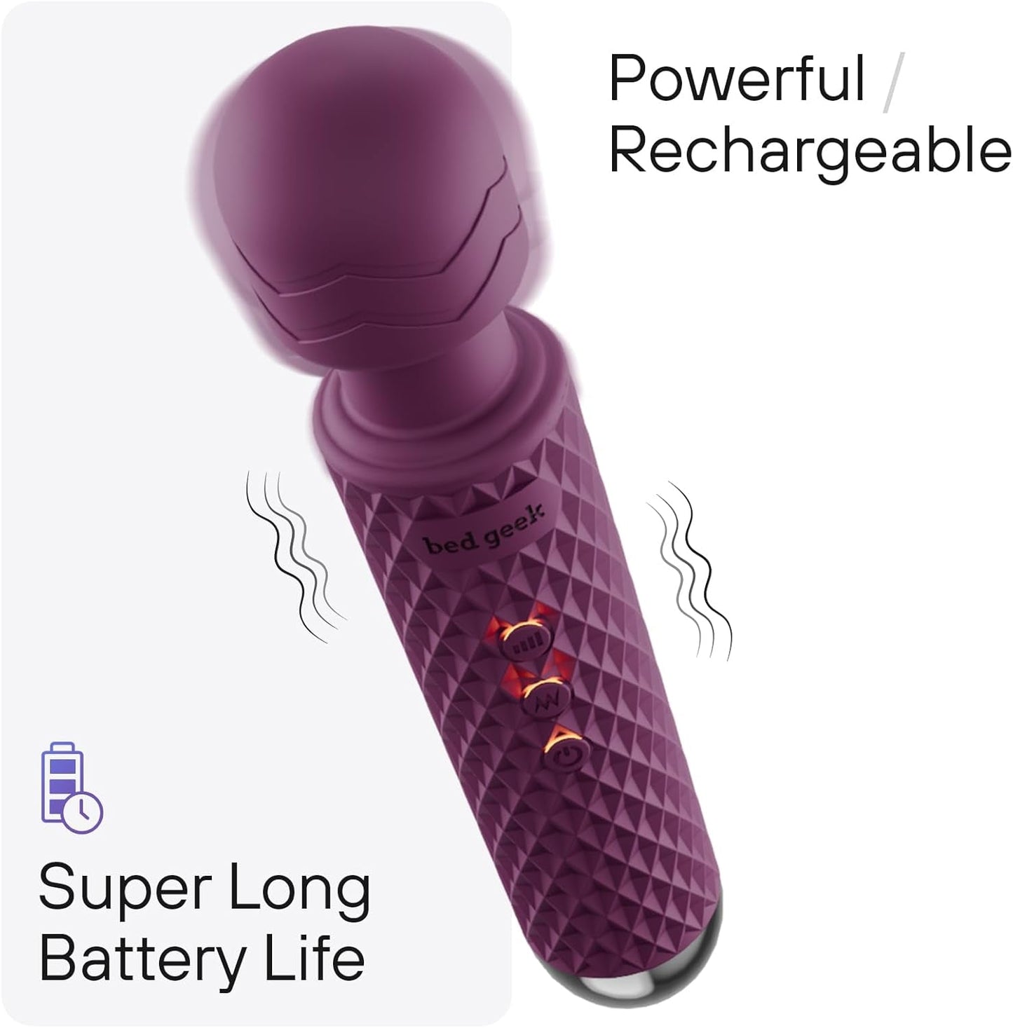 PrismFlex Wand Vibrator 20 Patterns 8 Speeds Rechargeable