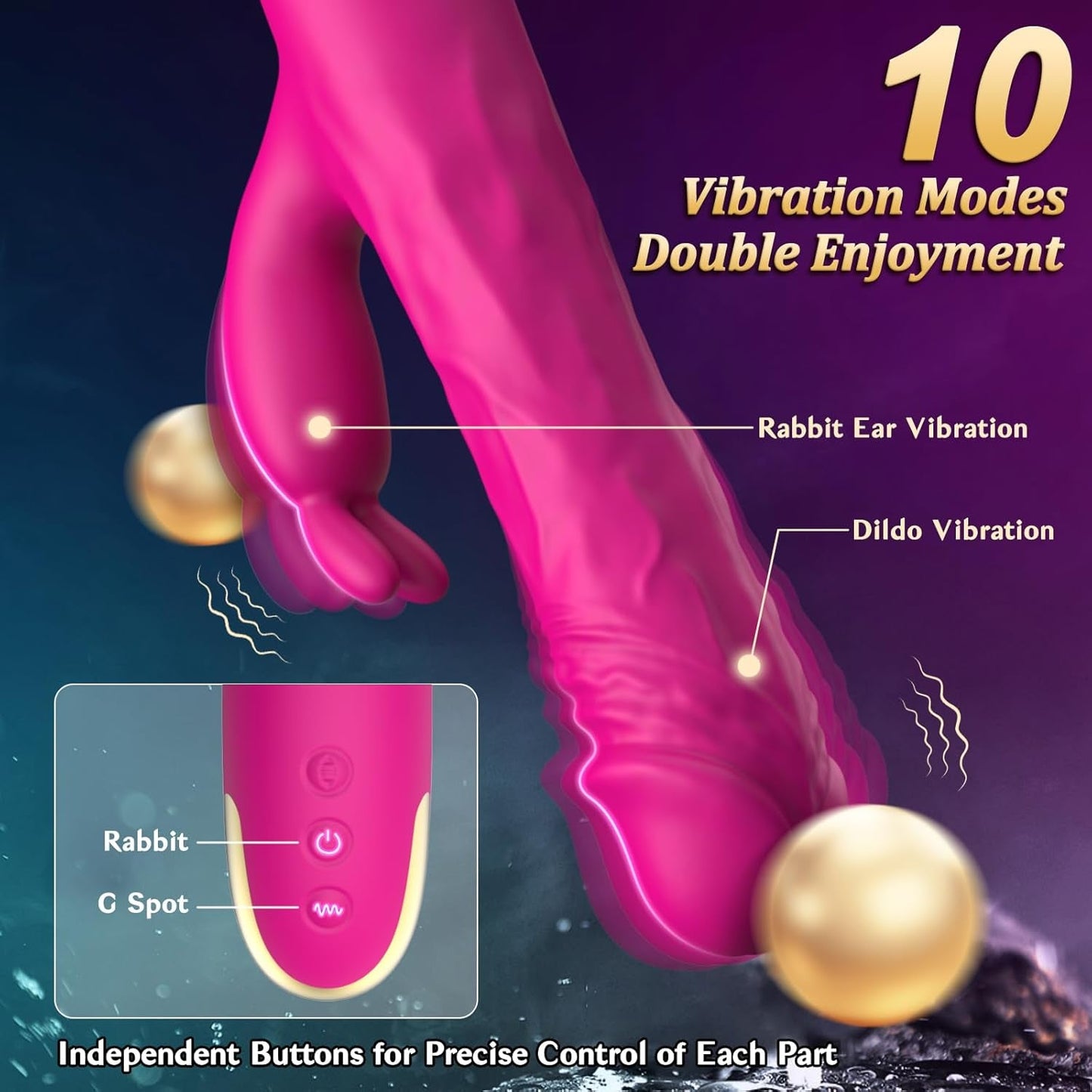 BlushCore Vibrador de conejo con empuje 5 velocidades de empuje 10 modos Impermeable