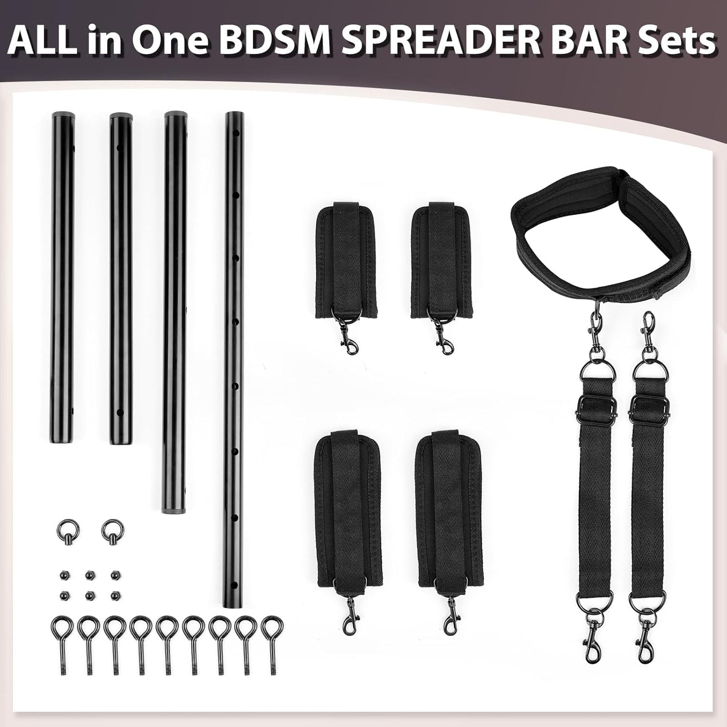 Kit BDSM FeatherLock de barra espaciadora para esposas de plumas