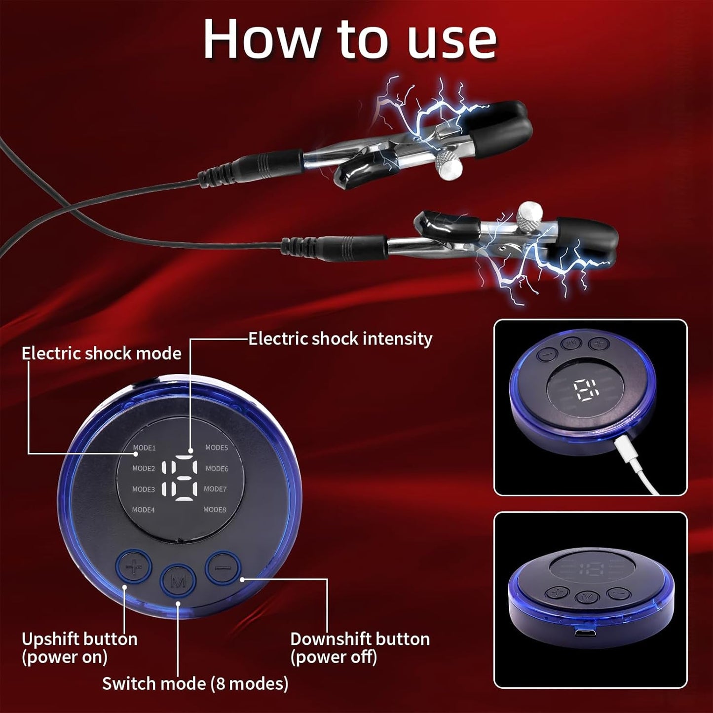 ShockChain Electric Shock Nipple Clamp Chain BDSM Toy