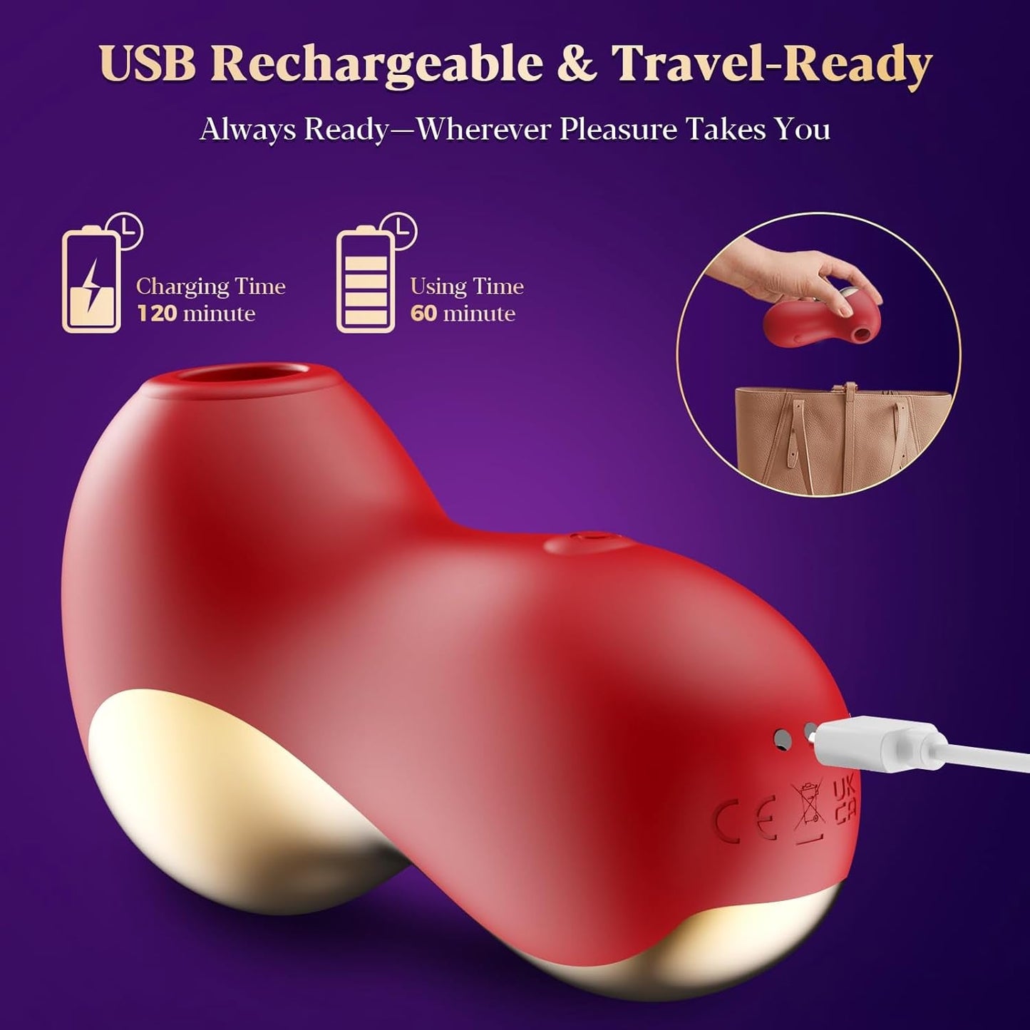 Succionador de clítoris PureSuction Vibrador Rosa 7 Modos Impermeable
