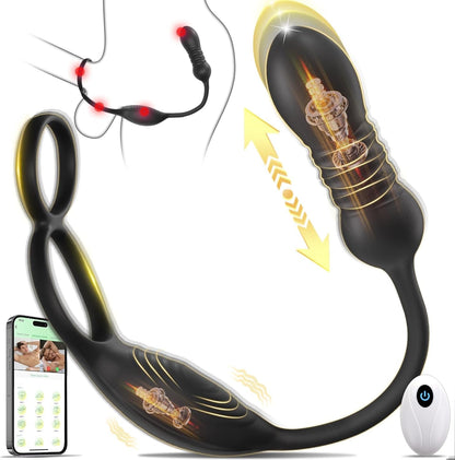 QuadThrust Masajeador de Próstata Anillo para Pene por App con Control Remoto 9 Modos