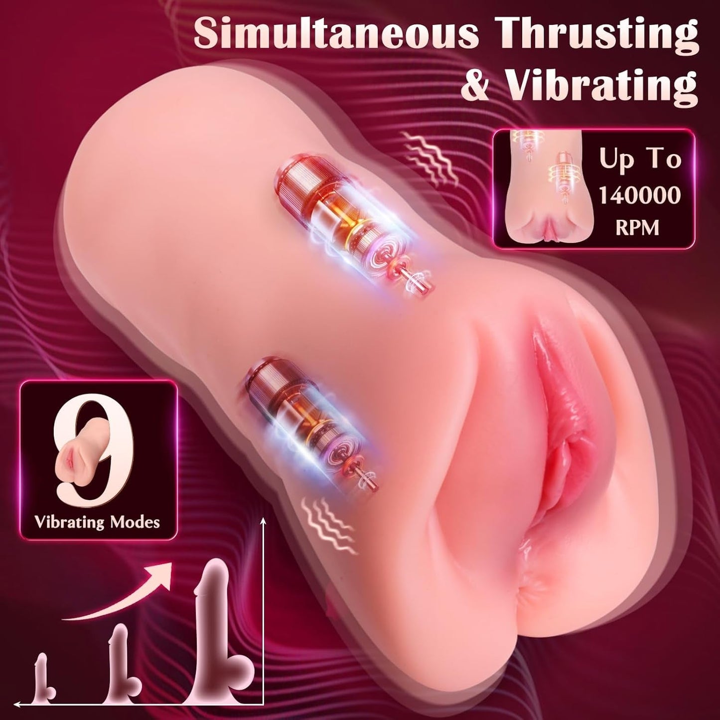 SyncPulse Vagina de bolsillo con penetración, controlada por aplicación, 9 modos