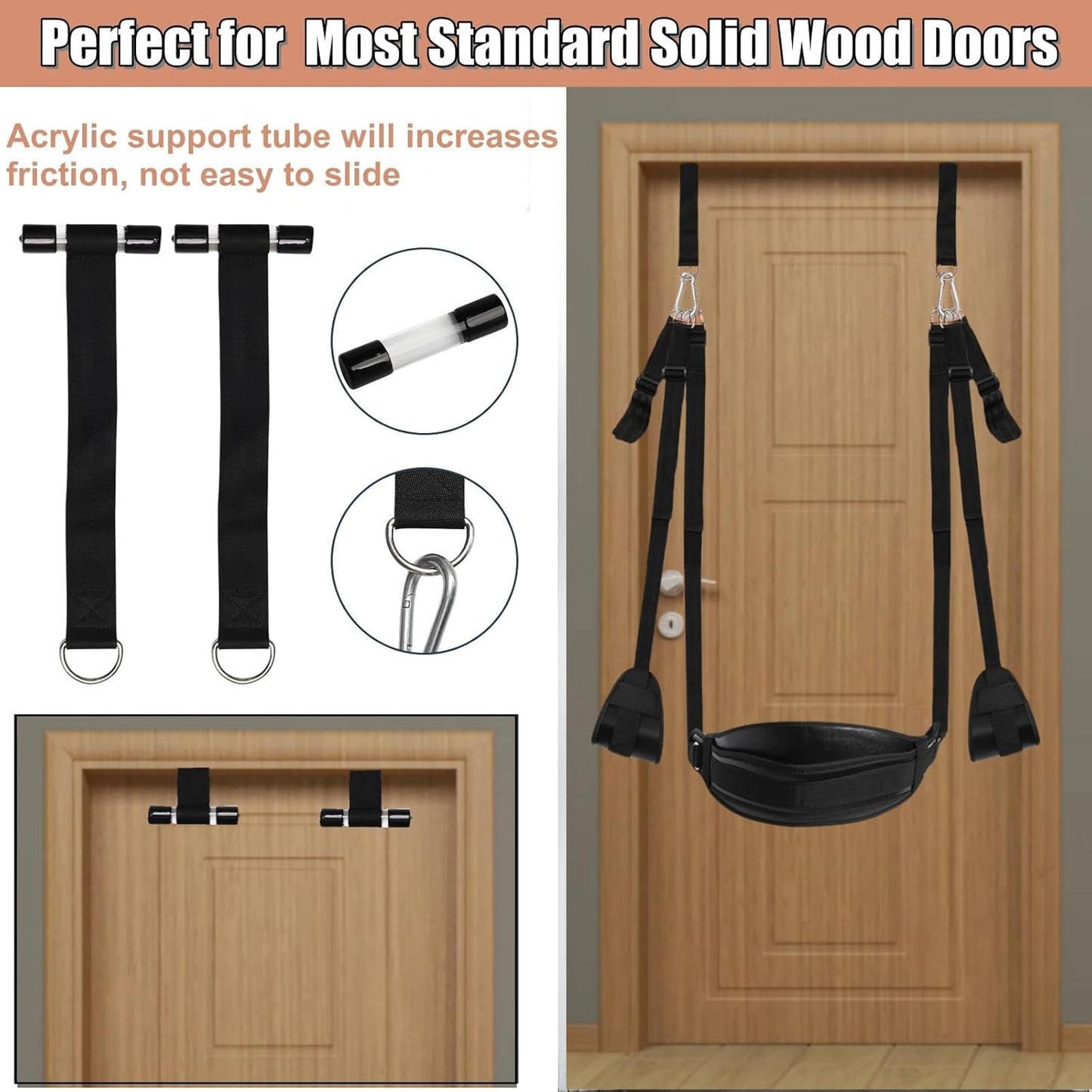 Columpio sexual AcryluX para puerta con cojín de PU, 136 kg