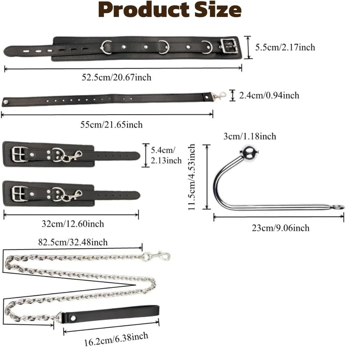 Kit de bondage con gancho anal CommandHook con collar y puños