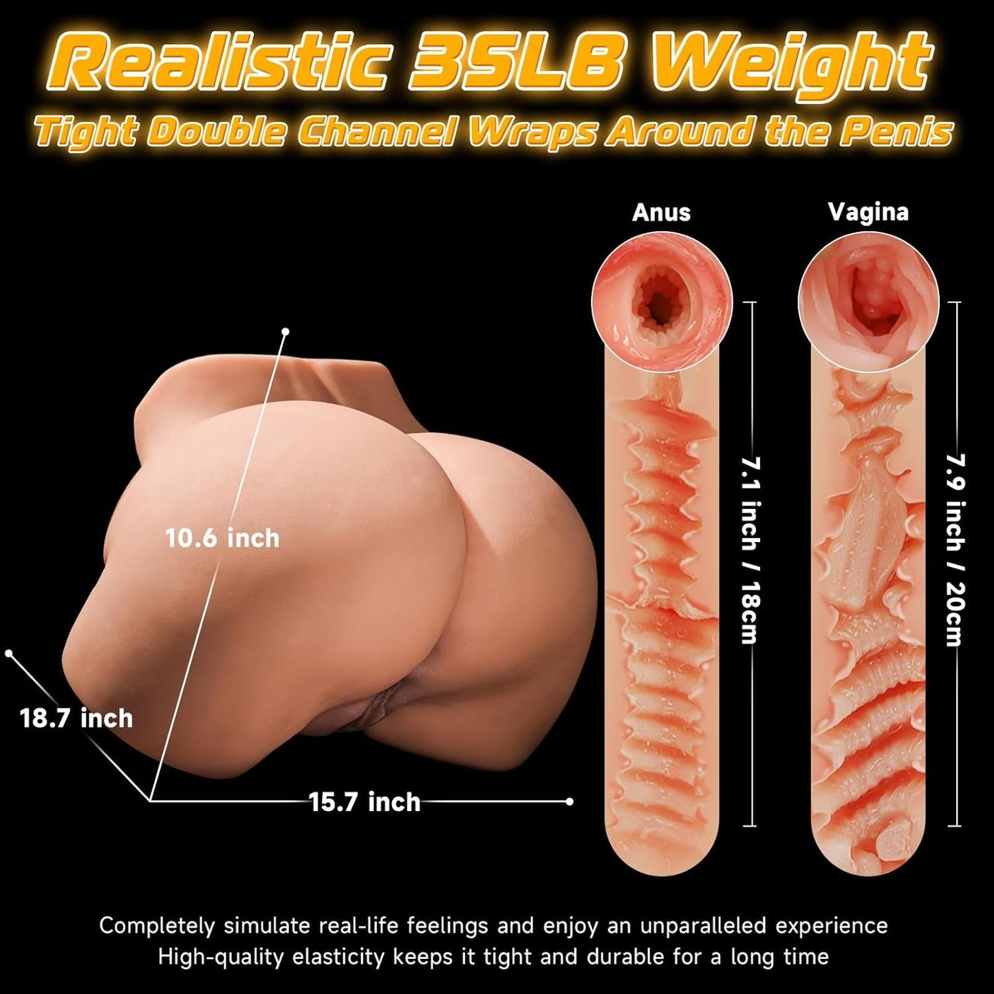 Torso de Muñeca Sexual Realista TitanGrip 35LB | Doble Canal Profundo