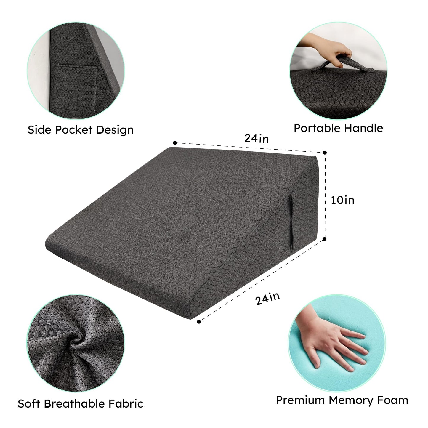Oreiller triangulaire de soutien intime gris foncé pour couples