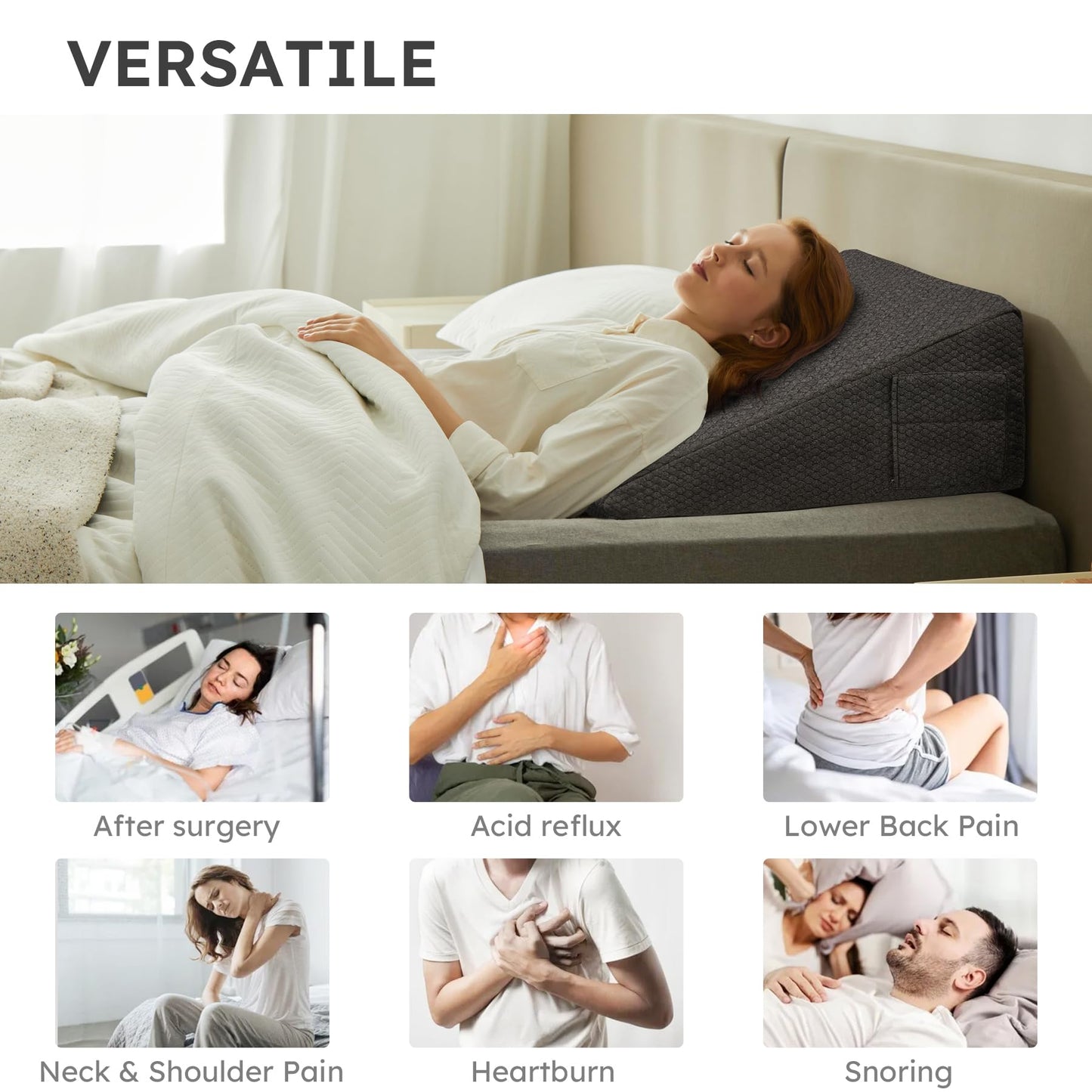 Oreiller triangulaire de soutien intime gris foncé pour couples