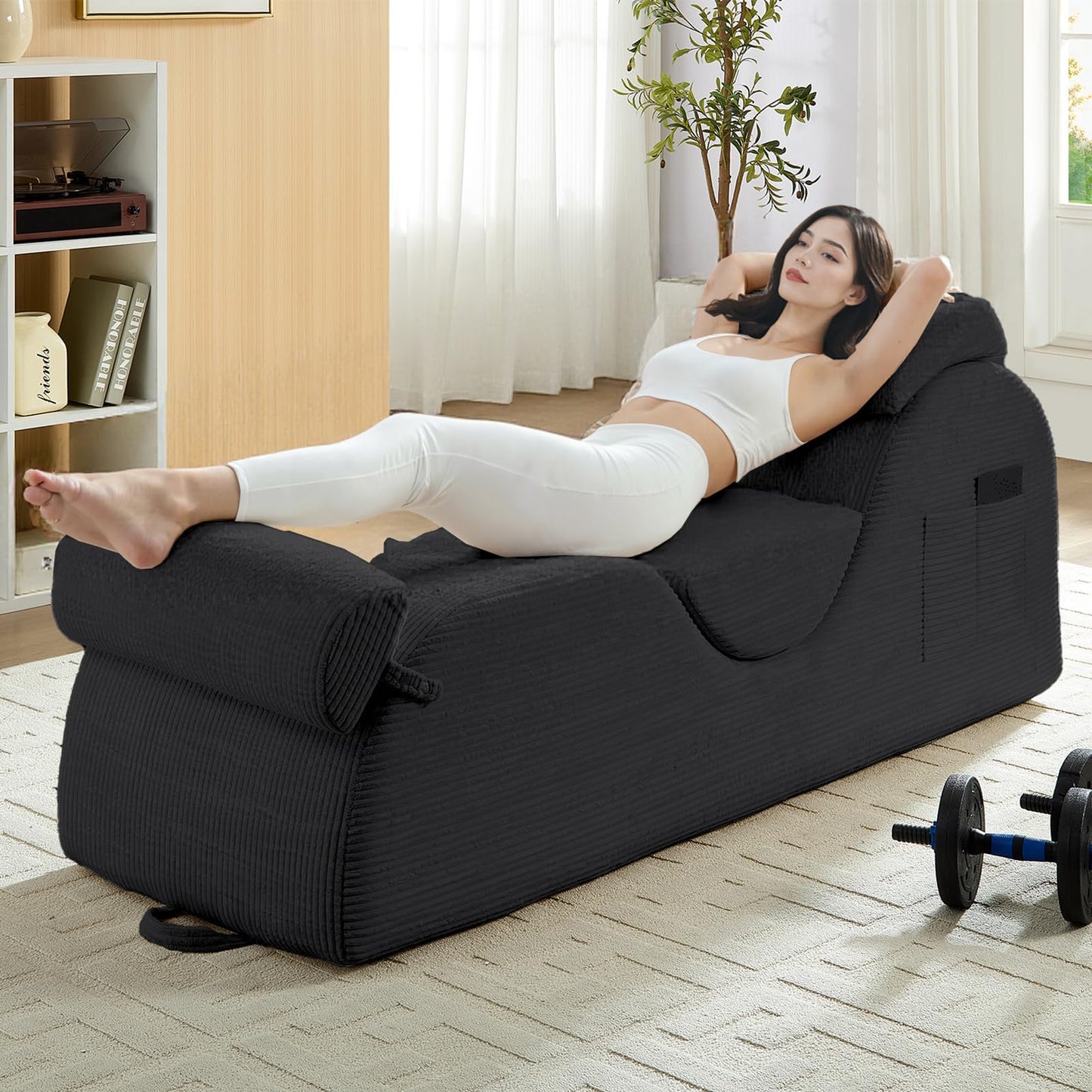 Sillón íntimo de pana ancha gris oscuro