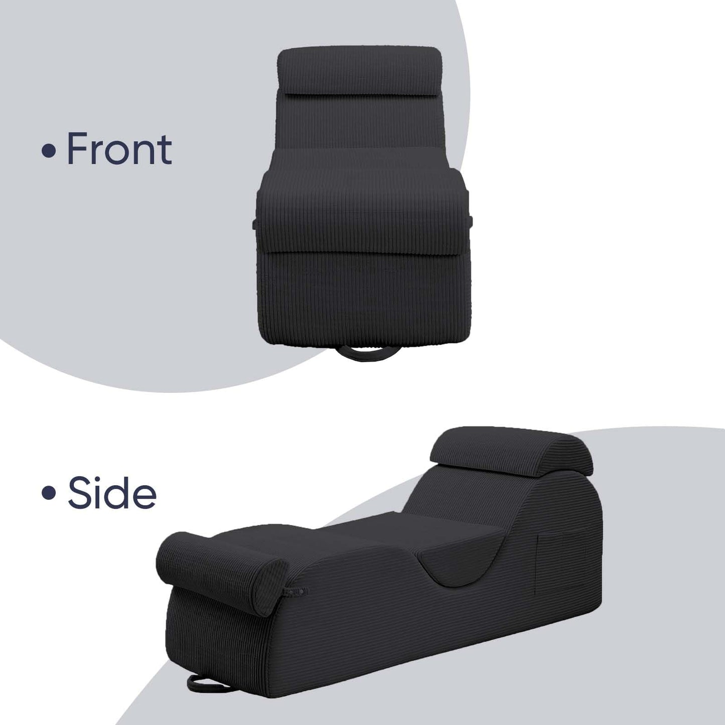 Sillón íntimo de pana ancha gris oscuro
