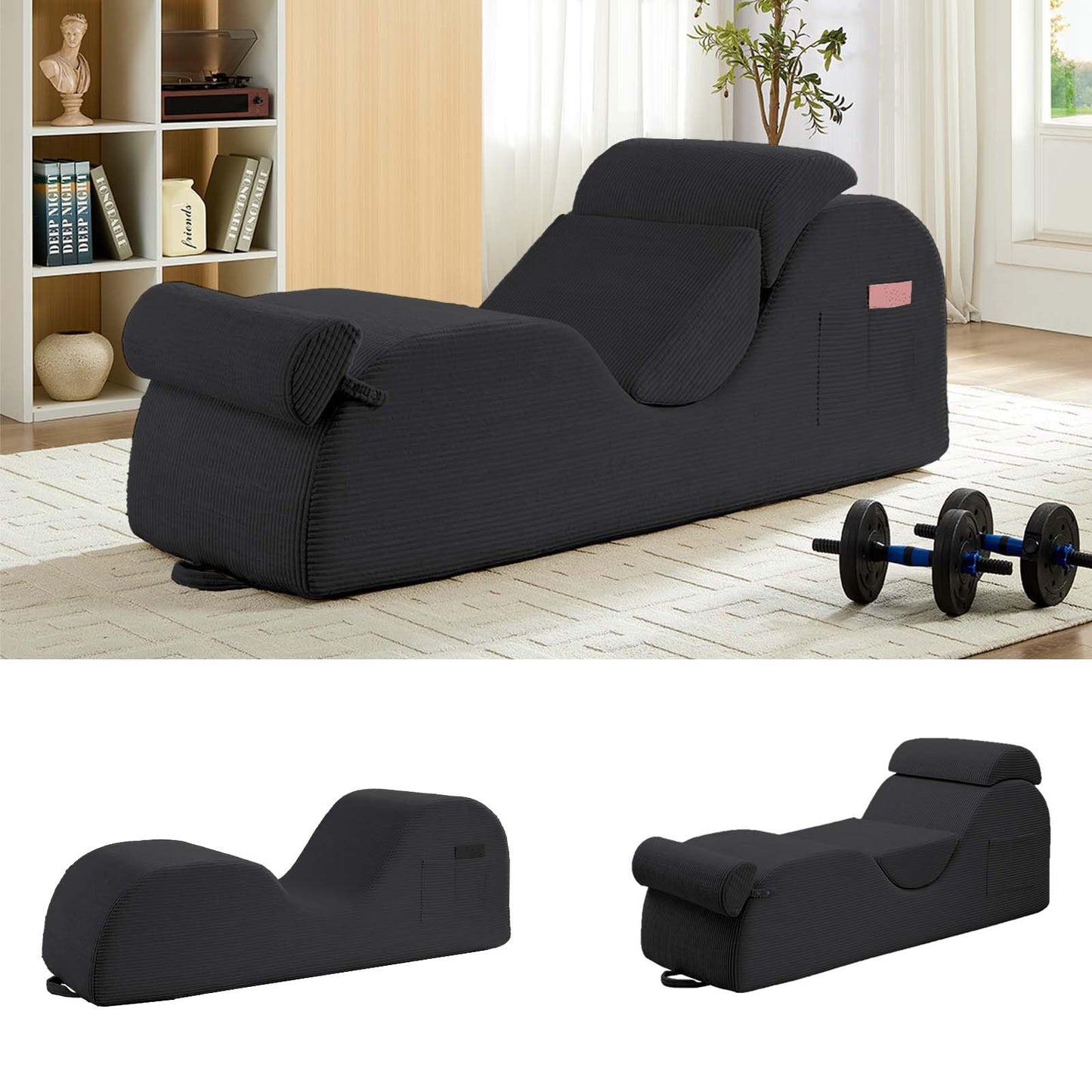 Sillón íntimo de pana ancha gris oscuro