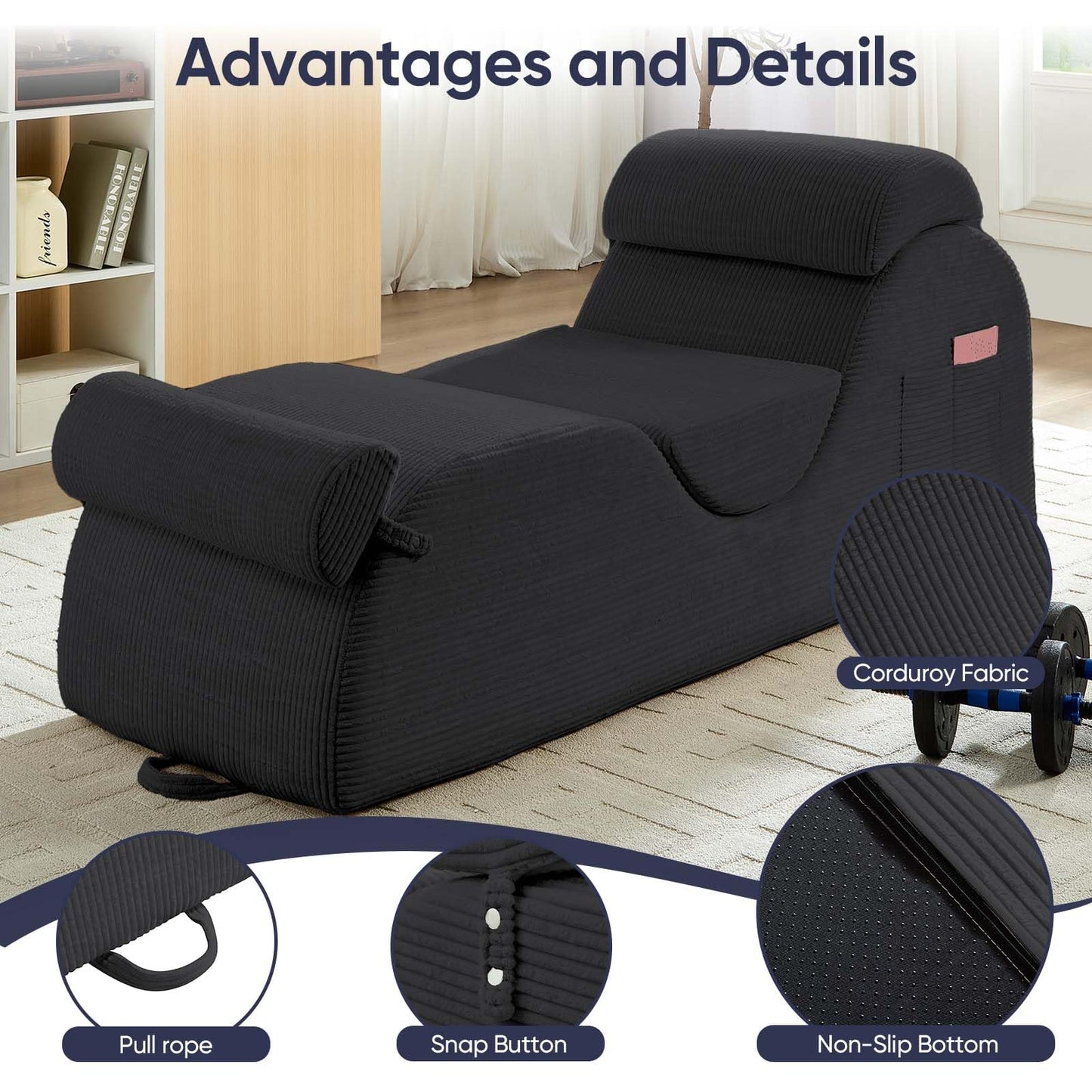 Sillón íntimo de pana ancha gris oscuro