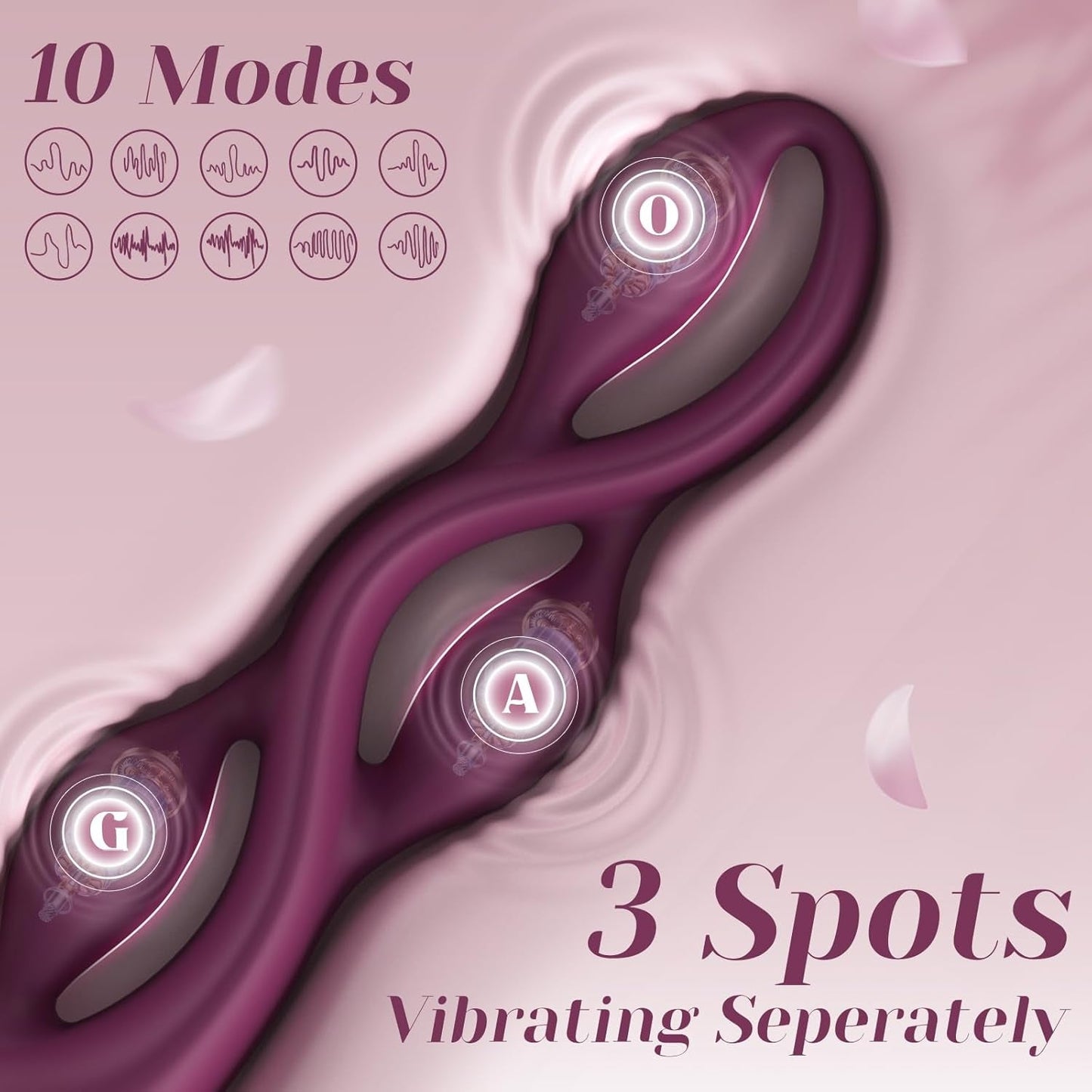 Vibrador TriCurve de triple estimulación con varita para punto G y 10 modos