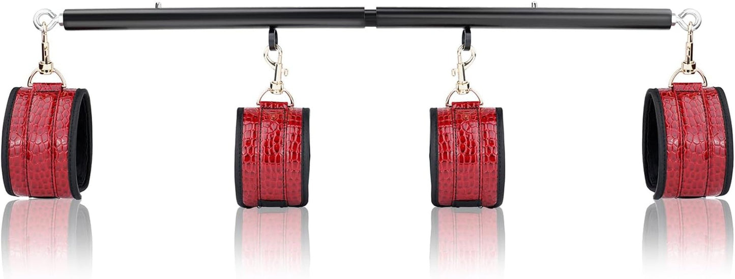 CrimsonCroc Red Crocodile Spreader Bar with Cuffs