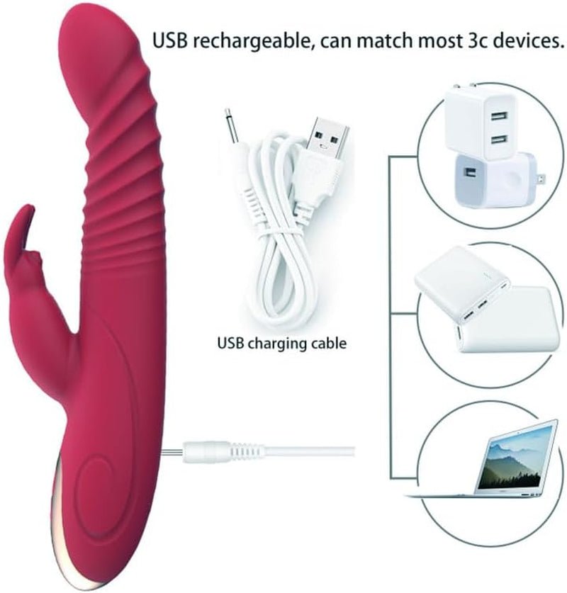 Vibrador de conejo TitanWave de 9" con 15 modos, con empuje y sumergible