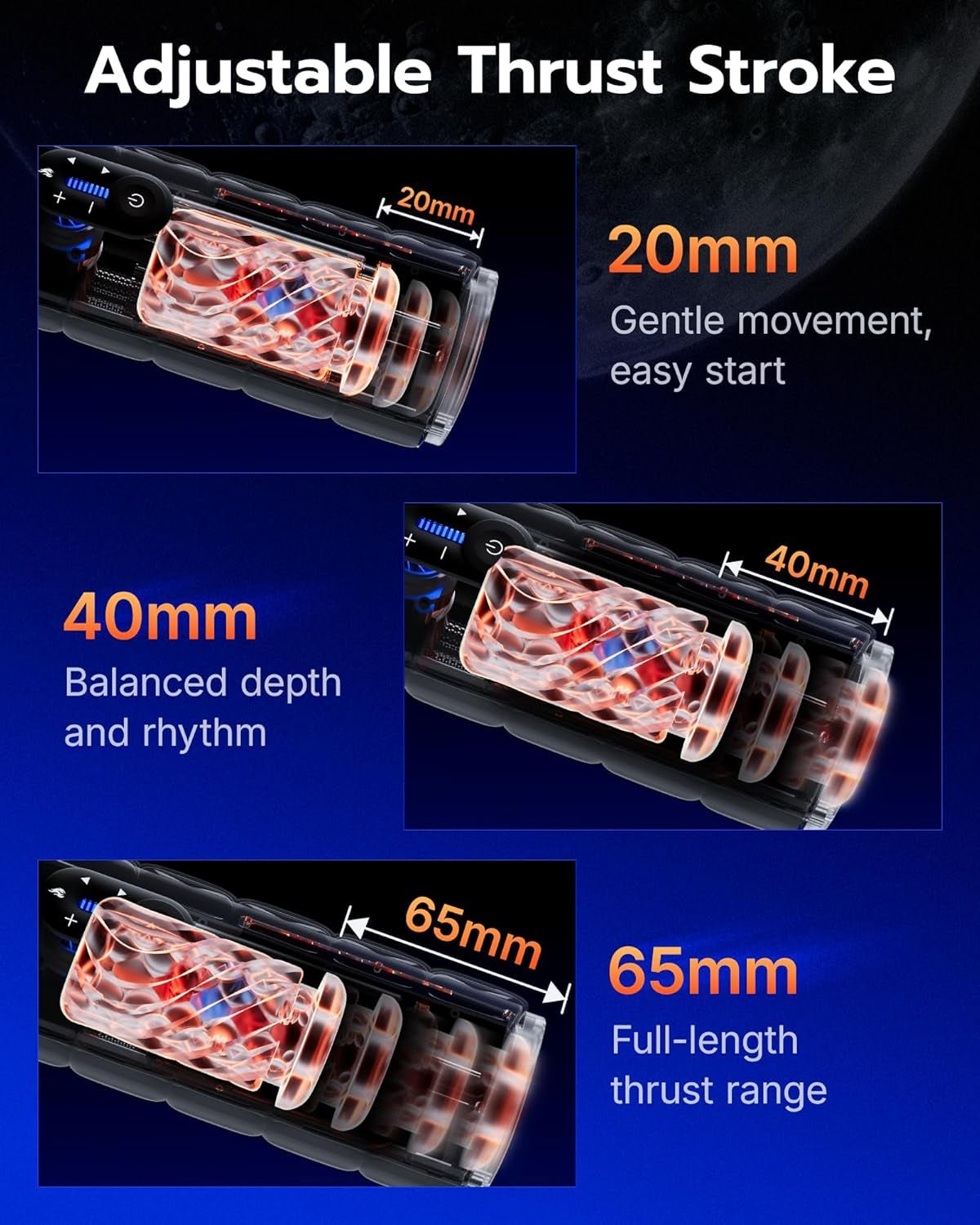 DeepDrive Thrusting Heated Male Masturbator Stroker 65mm Depth