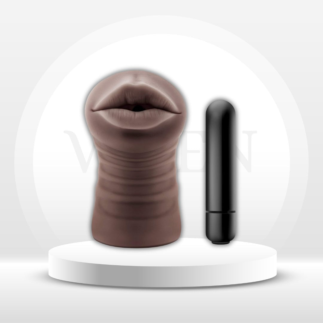 Masturbador con vibración DeepVibe con vagina de bolsillo para garganta profunda