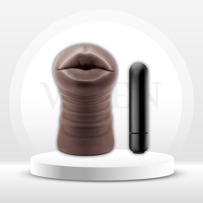 Masturbador con vibración DeepVibe con vagina de bolsillo para garganta profunda