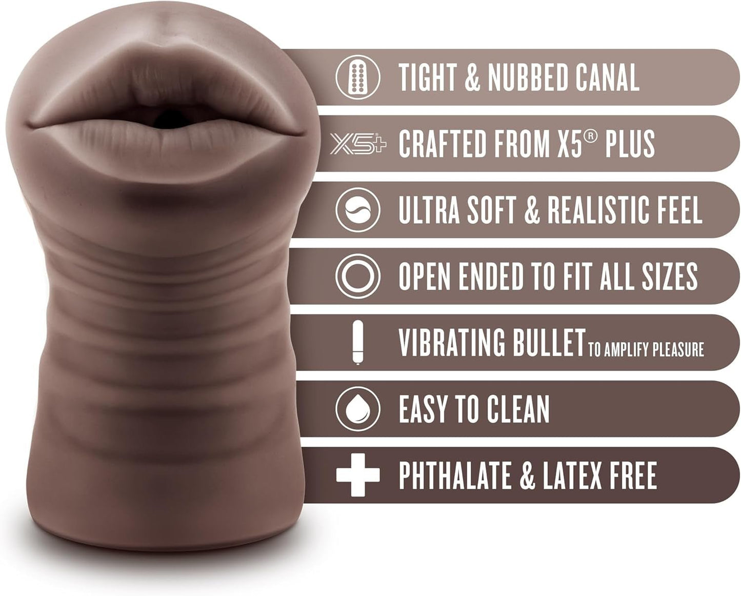 Masturbador con vibración DeepVibe con vagina de bolsillo para garganta profunda
