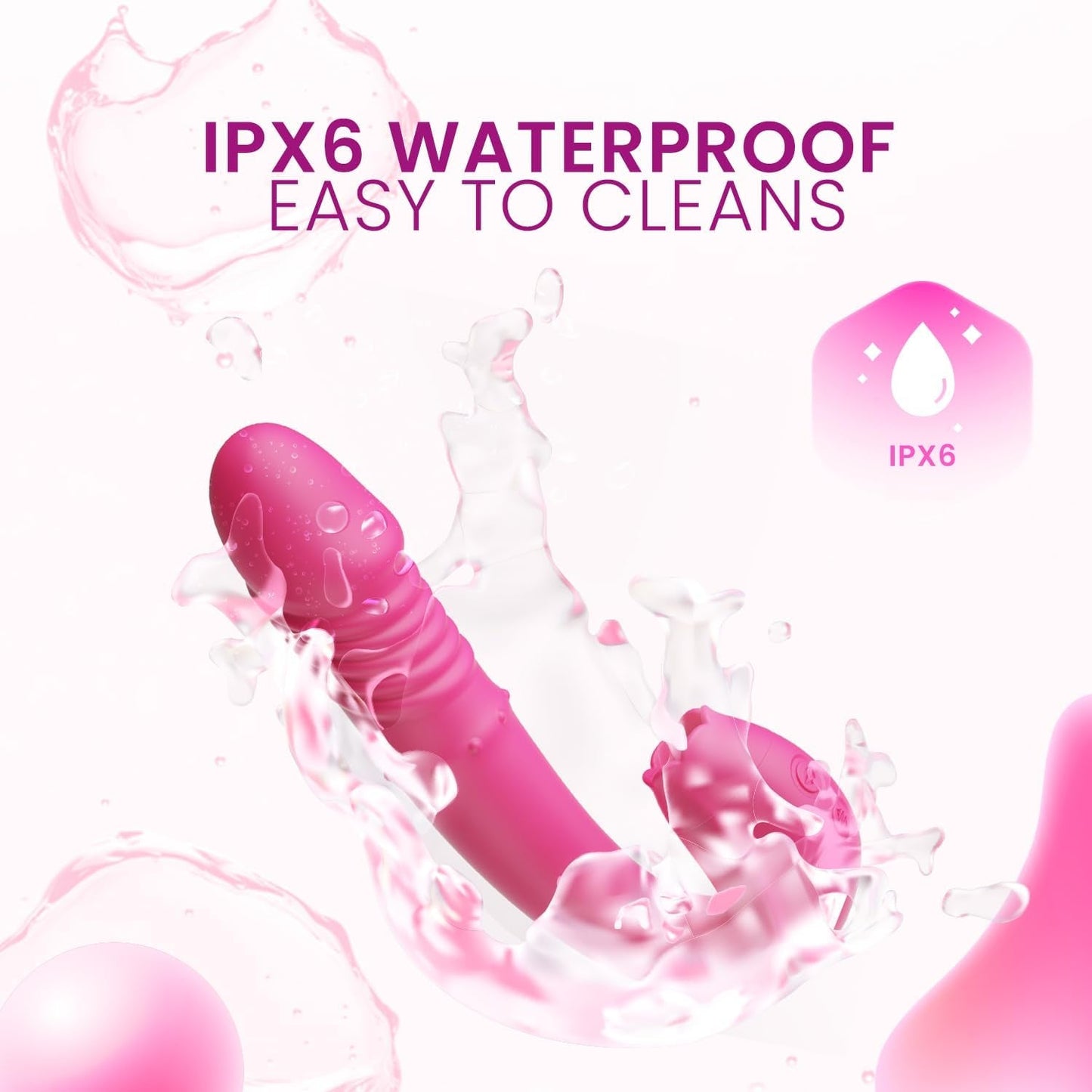 VelouraBloom Vibrador 4 en 1 de Rosas con Empuje y Lamido, con Bolas para Punto G
