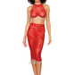 Plus Size Corded Lace Bra and Slip Skirt Set