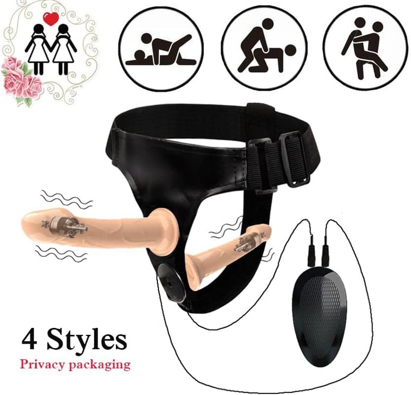 DoubleDare Vibrating Strap-On Dildo Harness 10 Modes